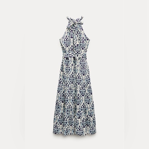 ZARA PRINTED HALTER DRESS ZW COLLECTION - Picture 5 of 10